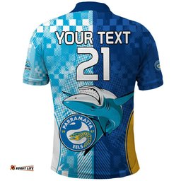 Custom NRL Shark Combine Eels Rugby Polo Shirt Sporty Style