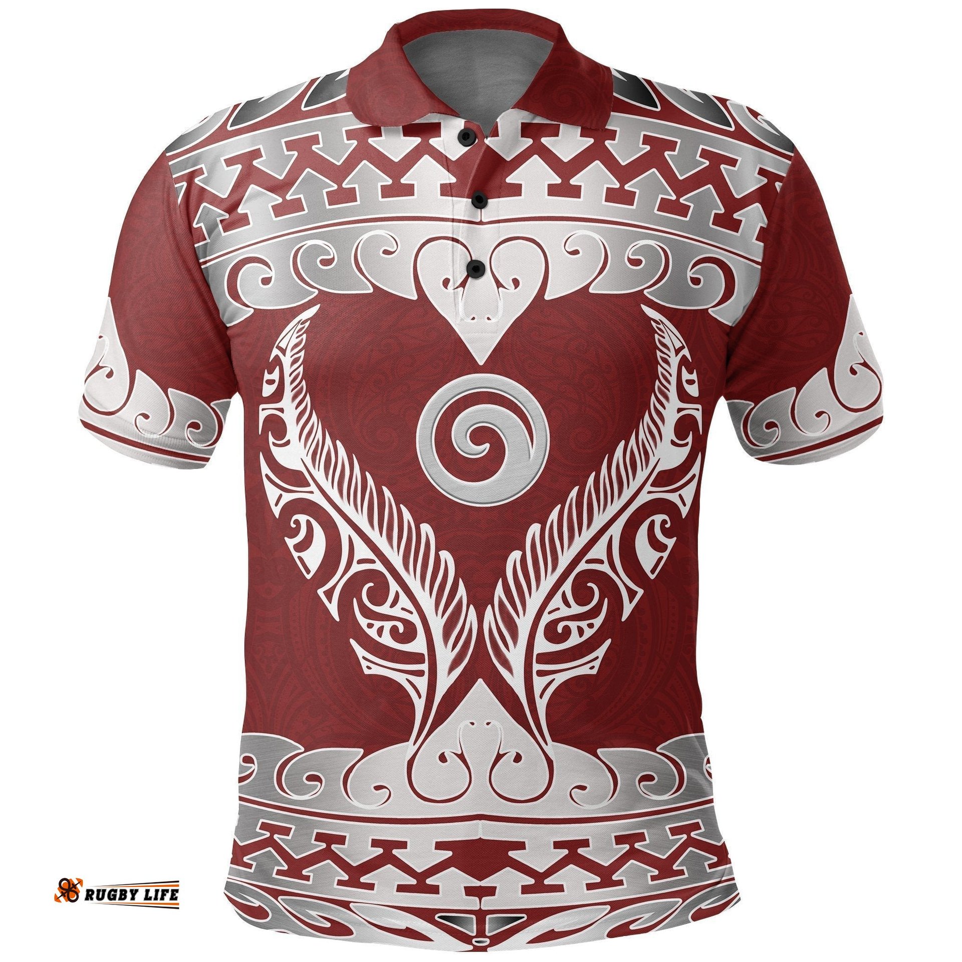 Aotearoa Polo Shirt Koru Heart Red