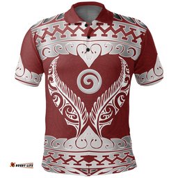 Aotearoa Polo Shirt Koru Heart Red