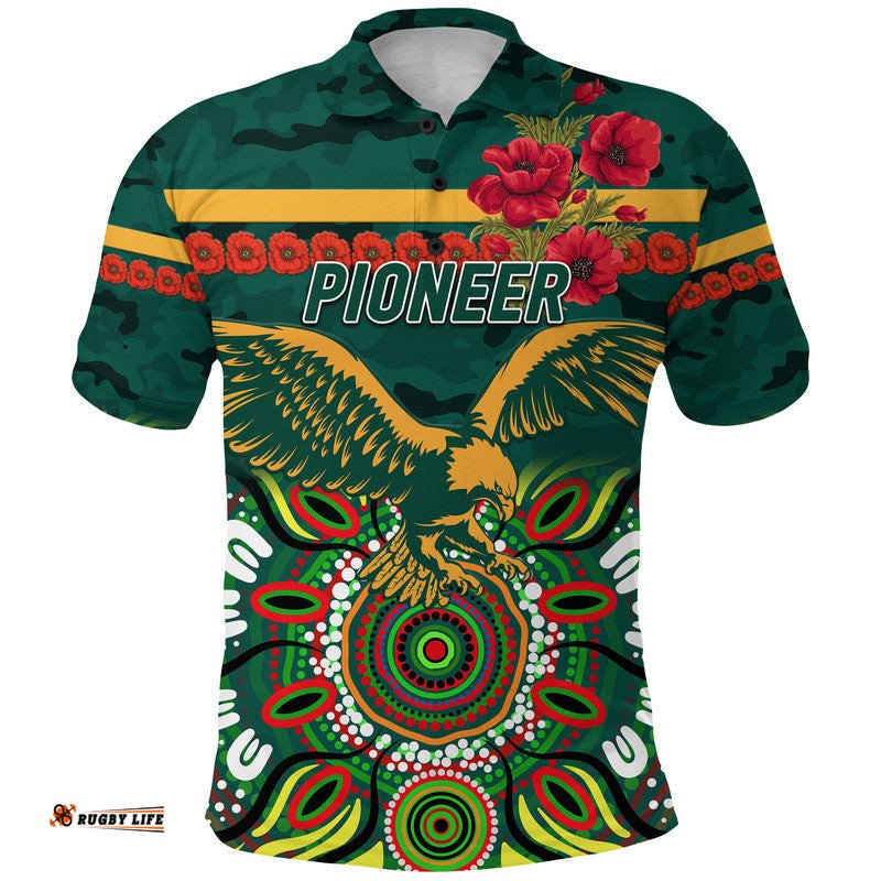 Custom Personalised Pioneer Football Club ANZAC Polo Shirt Indigenous Vibes