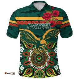 Custom Personalised Pioneer Football Club ANZAC Polo Shirt Indigenous Vibes