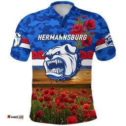 Hermannsburg Western Aranda Bulldogs Football Club ANZAC Polo Shirt Poppy Vibes