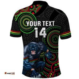Custom NRL Panthers Polo Shirt Indigenous Penrith Dynamic Black Version