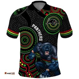 Custom NRL Panthers Polo Shirt Indigenous Penrith Dynamic Black Version