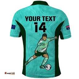 Custom Australia Soccer Polo Shirt Sam Kerr Matildas World Cup Turquoise