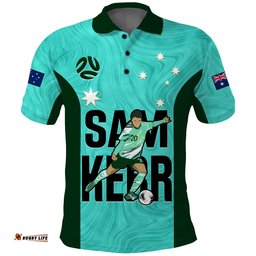 Custom Australia Soccer Polo Shirt Sam Kerr Matildas World Cup Turquoise