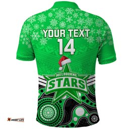 Custom Melbourne Stars Cricket Christmas Polo Shirt Merry Xmas 2023 Indigenous Art