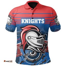 Custom Personalised Knights Polo Shirt Newcastle Aboriginal Horizontal Style