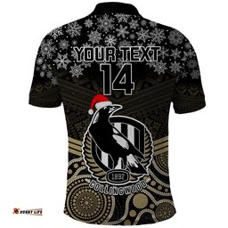 Custom Collingwood Football Christmas Polo Shirt Merry Xmas 2023 Mix Aboriginal Art