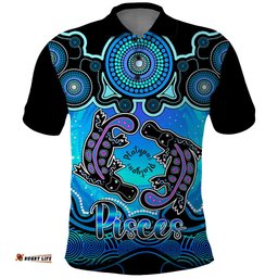 Personalised Australia Pisces Platypus Zodiac Polo Shirt Auz Astrology Aboriginal - Aqua