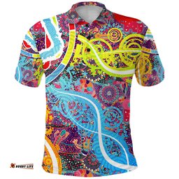 Aboriginal Art Colorful Vibes Polo Shirt Indigenous