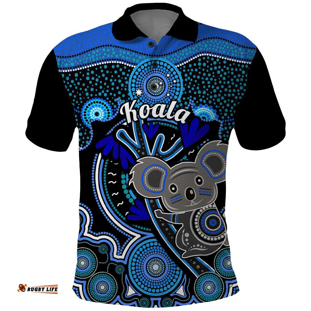 Personalised Australian Astrology Polo Shirt Aboriginal Koala Zodiac Sign