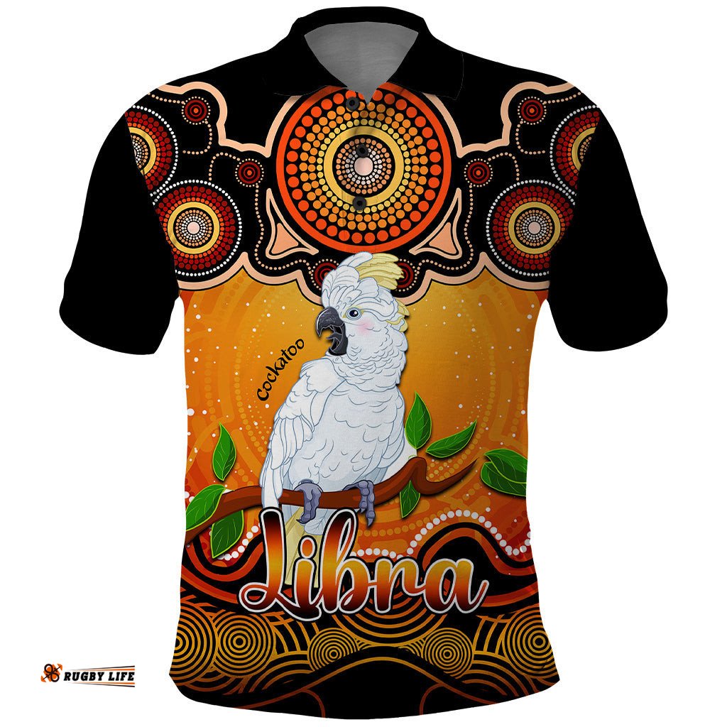 Personalised Australia Libra Cockatoo Zodiac Polo Shirt Auz Astrology Aboriginal - Red