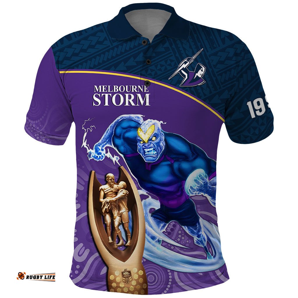 Storm Rugby Polo Shirt Go Champions 2023 Mascot With Polynesian Indigenous Art
