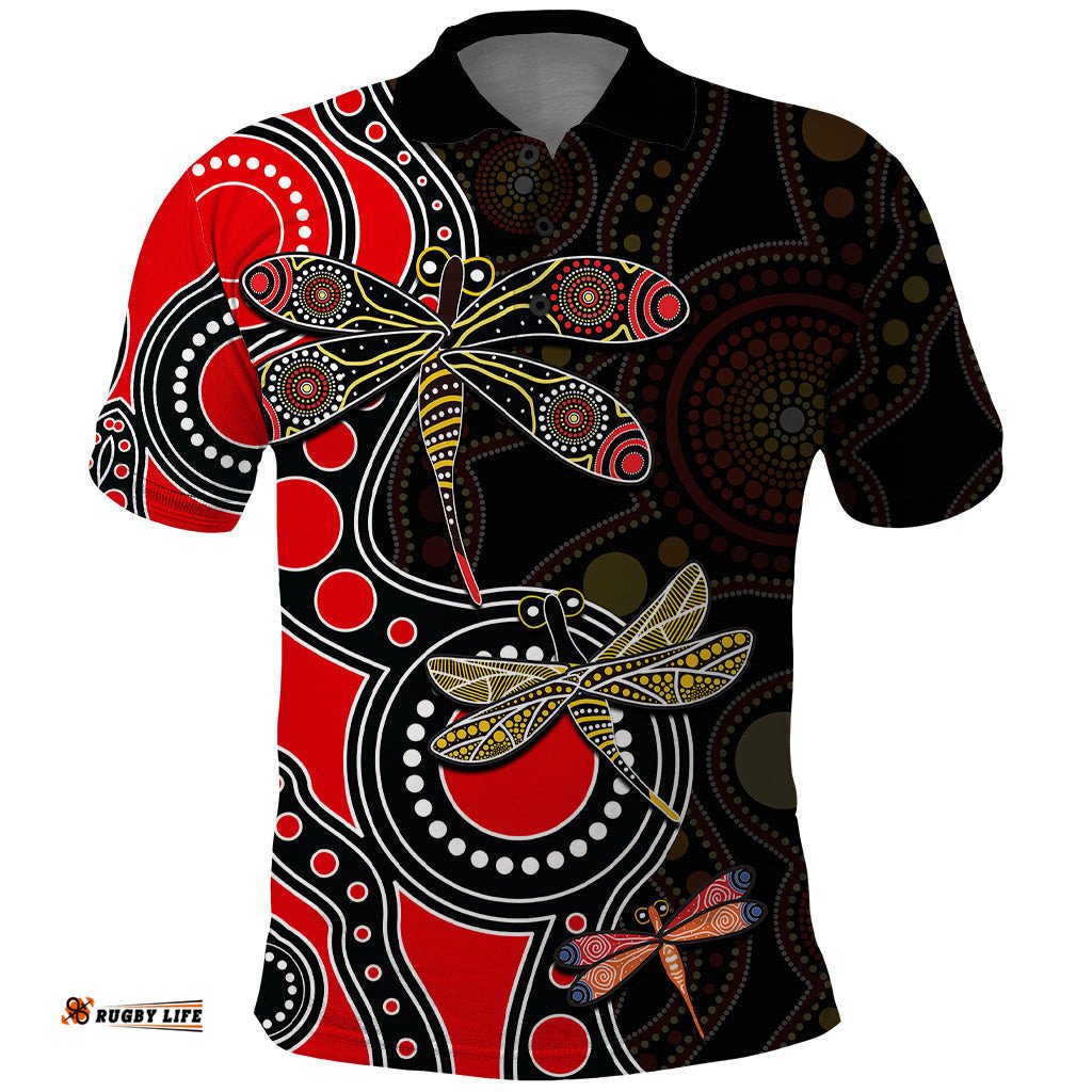 Aboriginal Dragonfly Polo Shirt Red Style