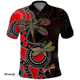Aboriginal Dragonfly Polo Shirt Red Style