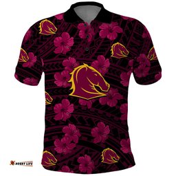 Broncos Rugby Polo Shirt Polynesian Style With Hibiscus