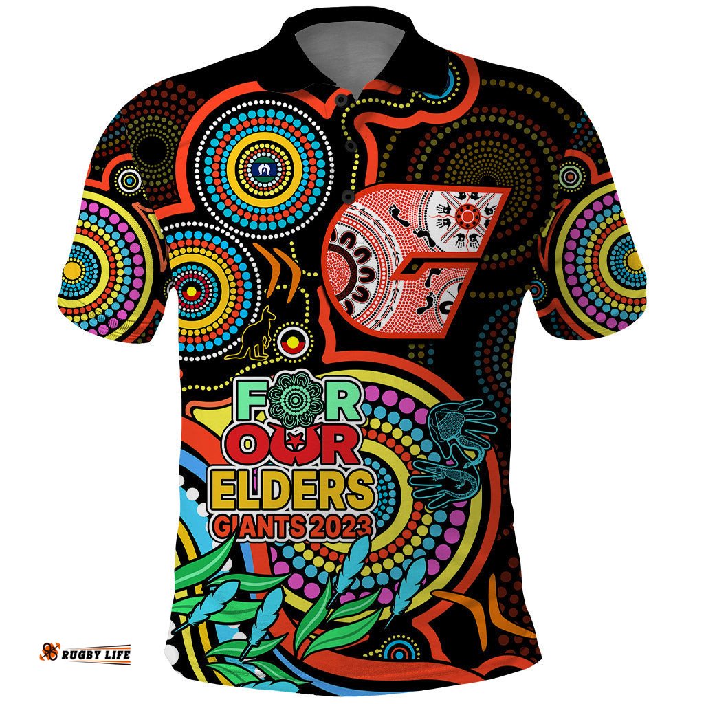 Giants Football Aboriginal Art Polo Shirt NAIDOC Indigenous Tribal