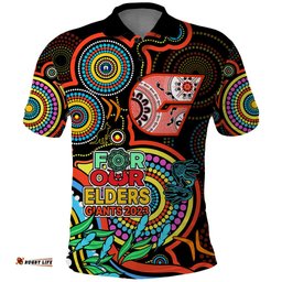 Giants Football Aboriginal Art Polo Shirt NAIDOC Indigenous Tribal