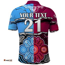 Custom Text And Number NSW Combine QLD State of Origin Polo Shirt New South Wales and Queensland Aboriginal