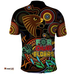 Hawks Football Aboriginal Art Polo Shirt NAIDOC Indigenous Tribal