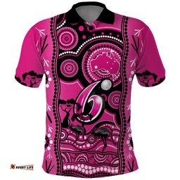 Sydney Sixers Cricket Polo Shirt Happy Australia Day Aboriginal Art
