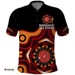 Australia Indigenous Rugby Polo Shirt All Stars Aborigine Dreamtime Black Version