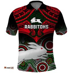 Personalised Rabbitohs Rugby Polo Shirt Souths 1908 Aboriginal Mix Polynesian Pattern
