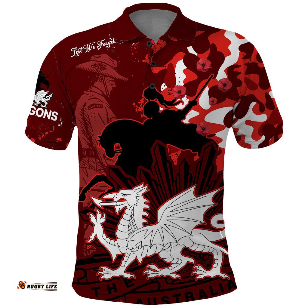 NRL ANZAC 2023 St Dragons Polo Shirt Camouflage