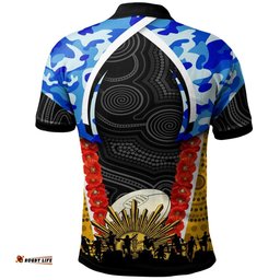 Titans Rugby Polo Shirt - Custom Anzac Gold Coast Titans Aboriginal Pattern Polo Shirt