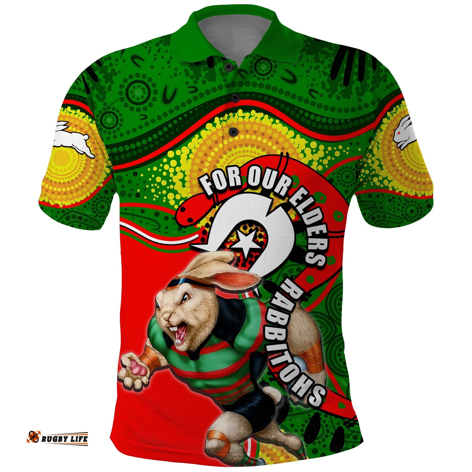 Rabbitohs Mascot NRL Polo Shirt NAIDOC