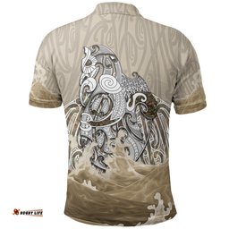 Maori Manaia The Blue Sea Polo Shirt, Golden