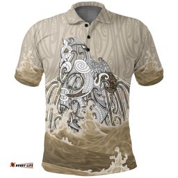 Maori Manaia The Blue Sea Polo Shirt, Golden