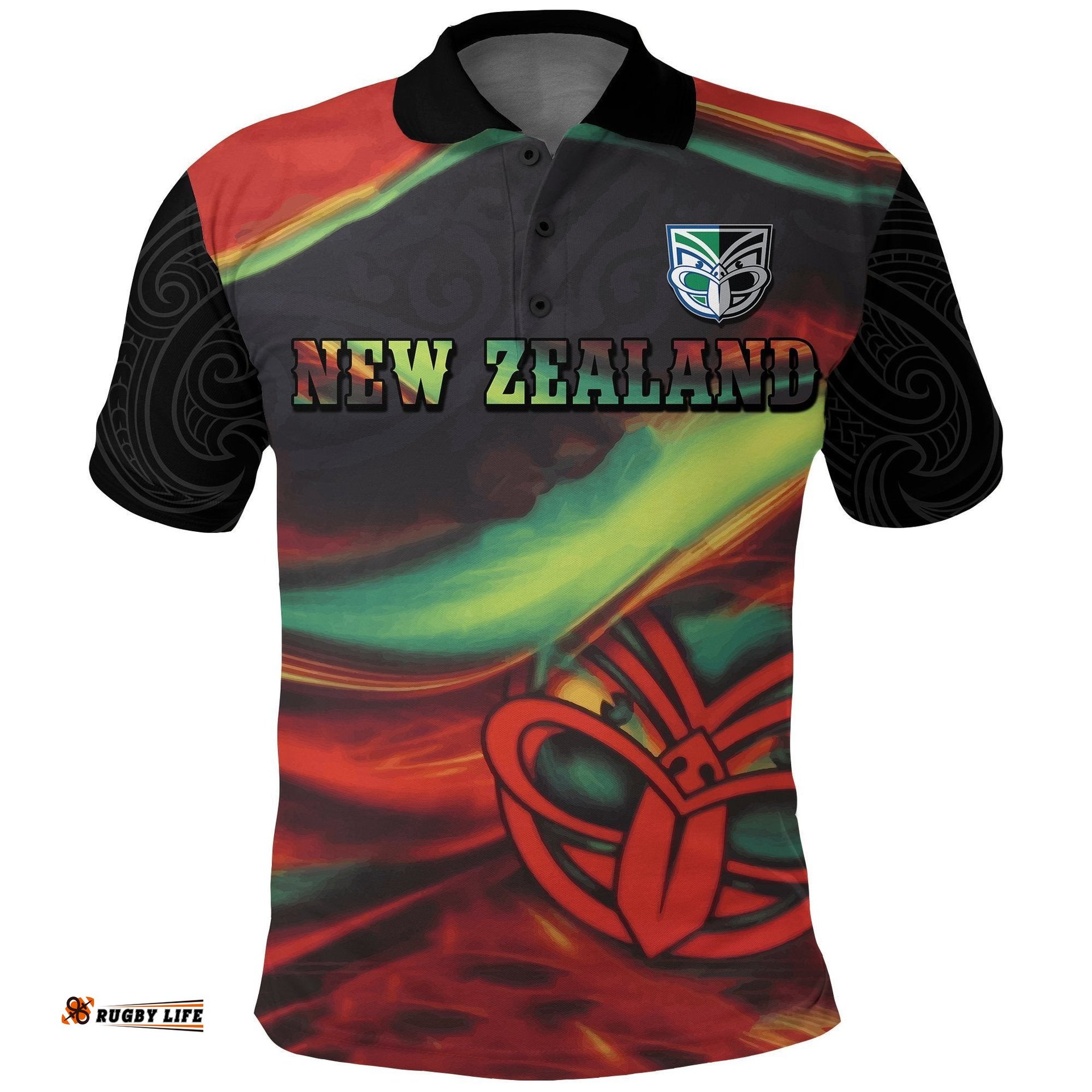 New Zealand Warriors Polo Shirt Fire