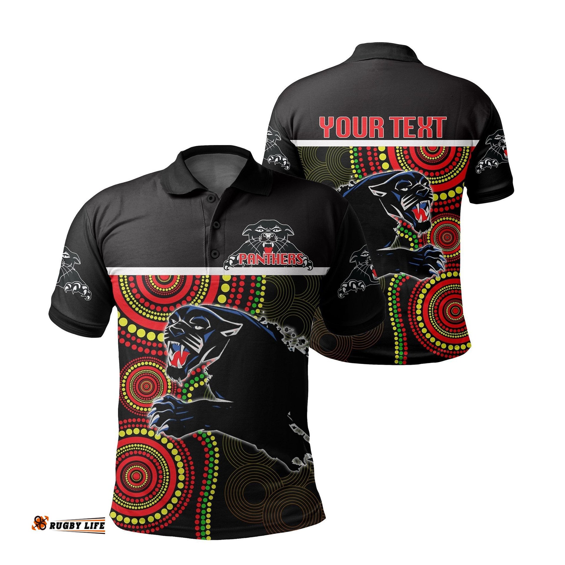 Custom PersonalisedPanthers Indigenous Polo Shirt