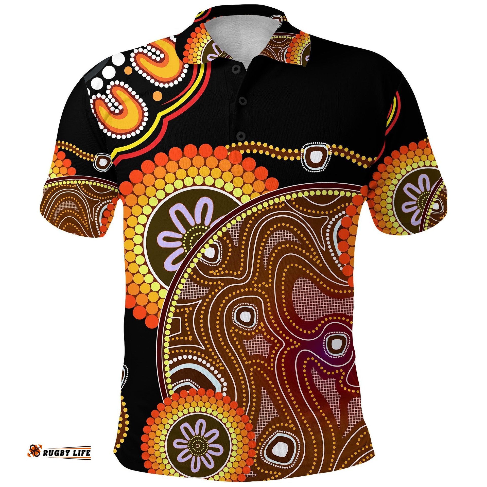 Aboriginal Polo Shirt Sun Rise Indigenous Vibes