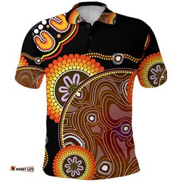 Aboriginal Polo Shirt Sun Rise Indigenous Vibes