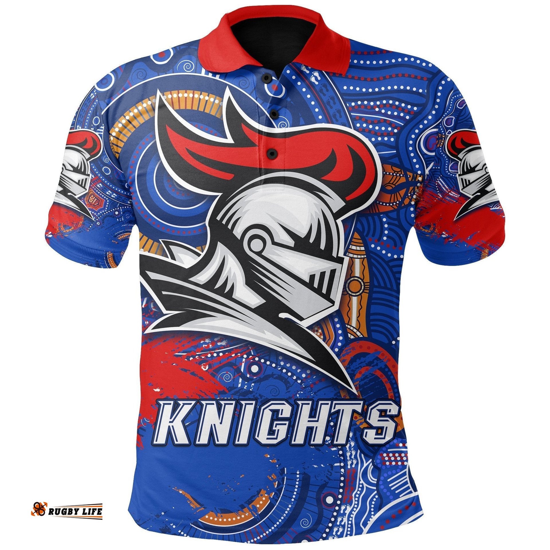 Australia Knights Indigenous Polo Shirt Rugby Grunge Version
