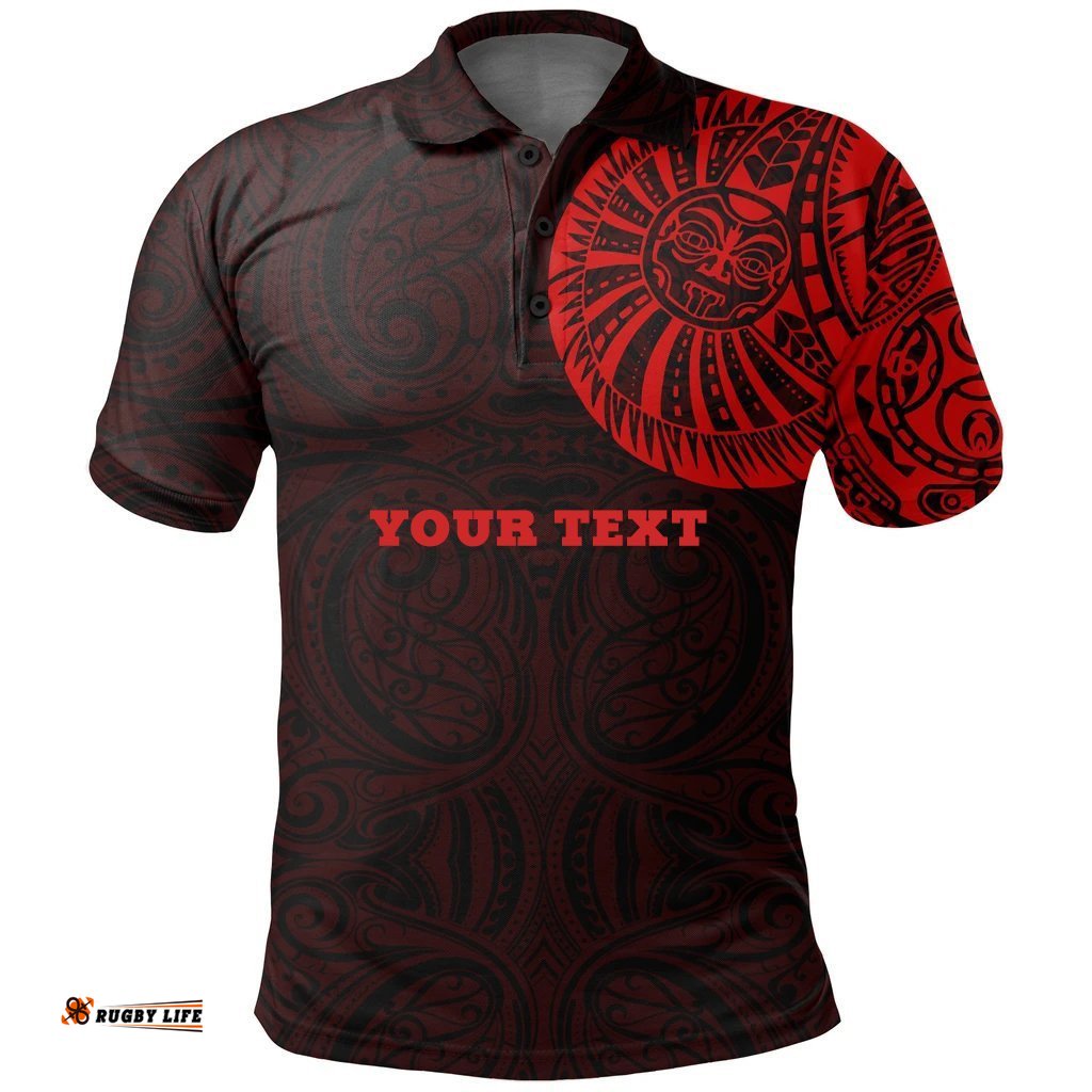 Maori Polo Shirt, Maori Warrior Tattoo Golf Shirts Red - Customized