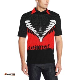 New Zealand Lest We Forget Polo Shirt, Anzac Fern Golf Shirt