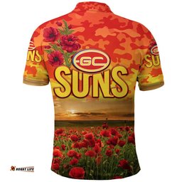 Gold Coast Suns ANZAC Polo Shirt Poppy Vibes