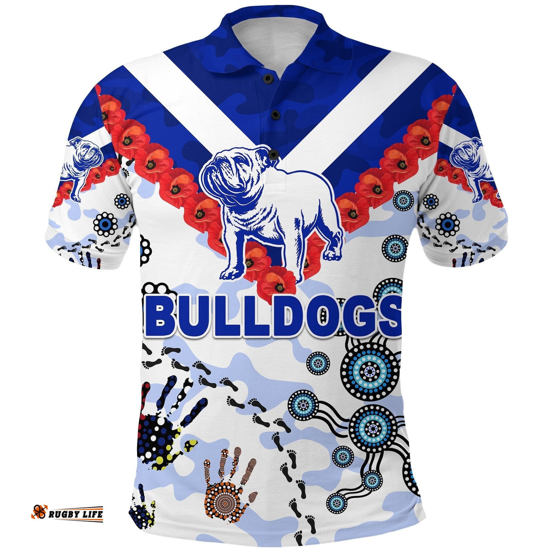 Canterbury-Bankstown Bulldogs Polo Shirt Anzac Day Indigenous