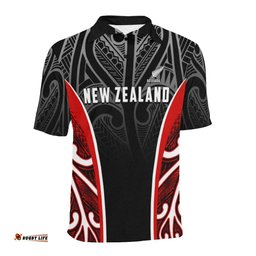 New Zealand Men'S All Over Print Polo Shirt Silver Fern Rugby