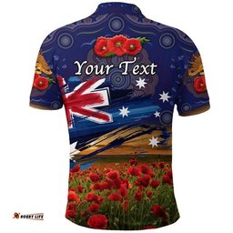 Custom Personalised Australia Aboriginal ANZAC Polo Shirt Poppy Vibes - Navy