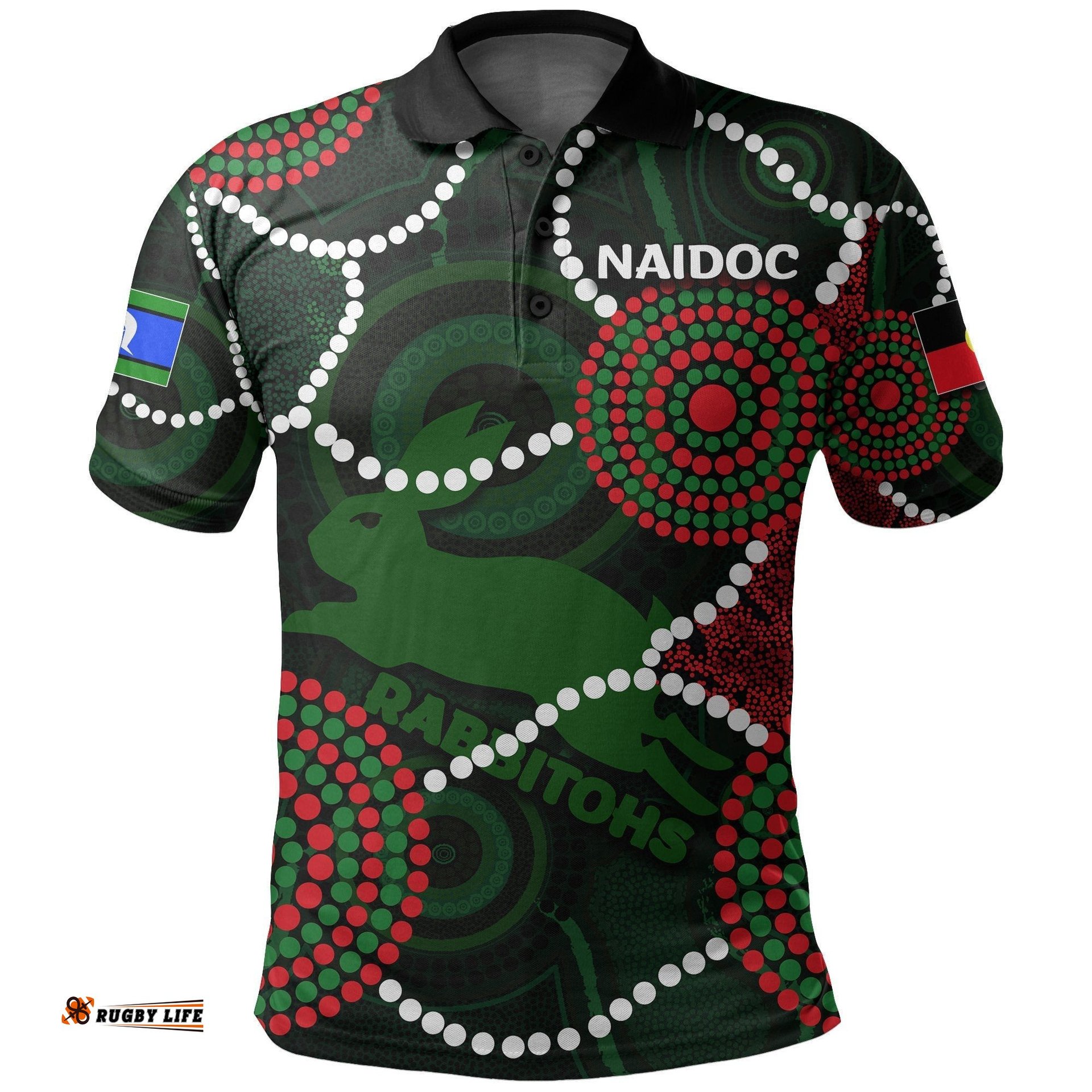 Custom Personalised Naidoc Week Rabbitohs Polo Shirt Aboriginal