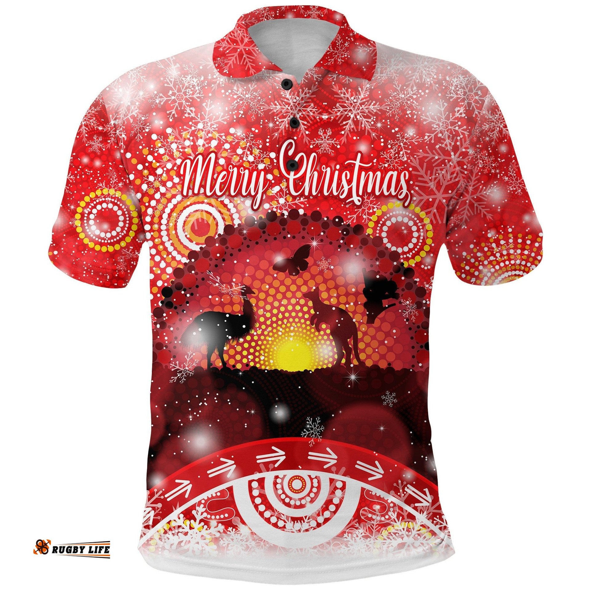 Australia Indigenous Flag Christmas Polo Shirt Original Style - Red