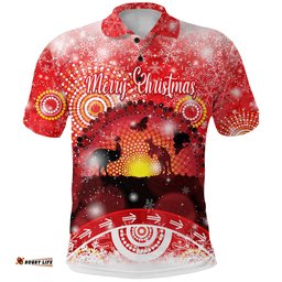 Australia Indigenous Flag Christmas Polo Shirt Original Style - Red