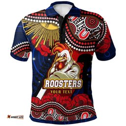 Roosters Rugby Polo Shirt - Custom Anzac Day Sydney Roosters Aboriginal Culture Polo Shirt RLT13
