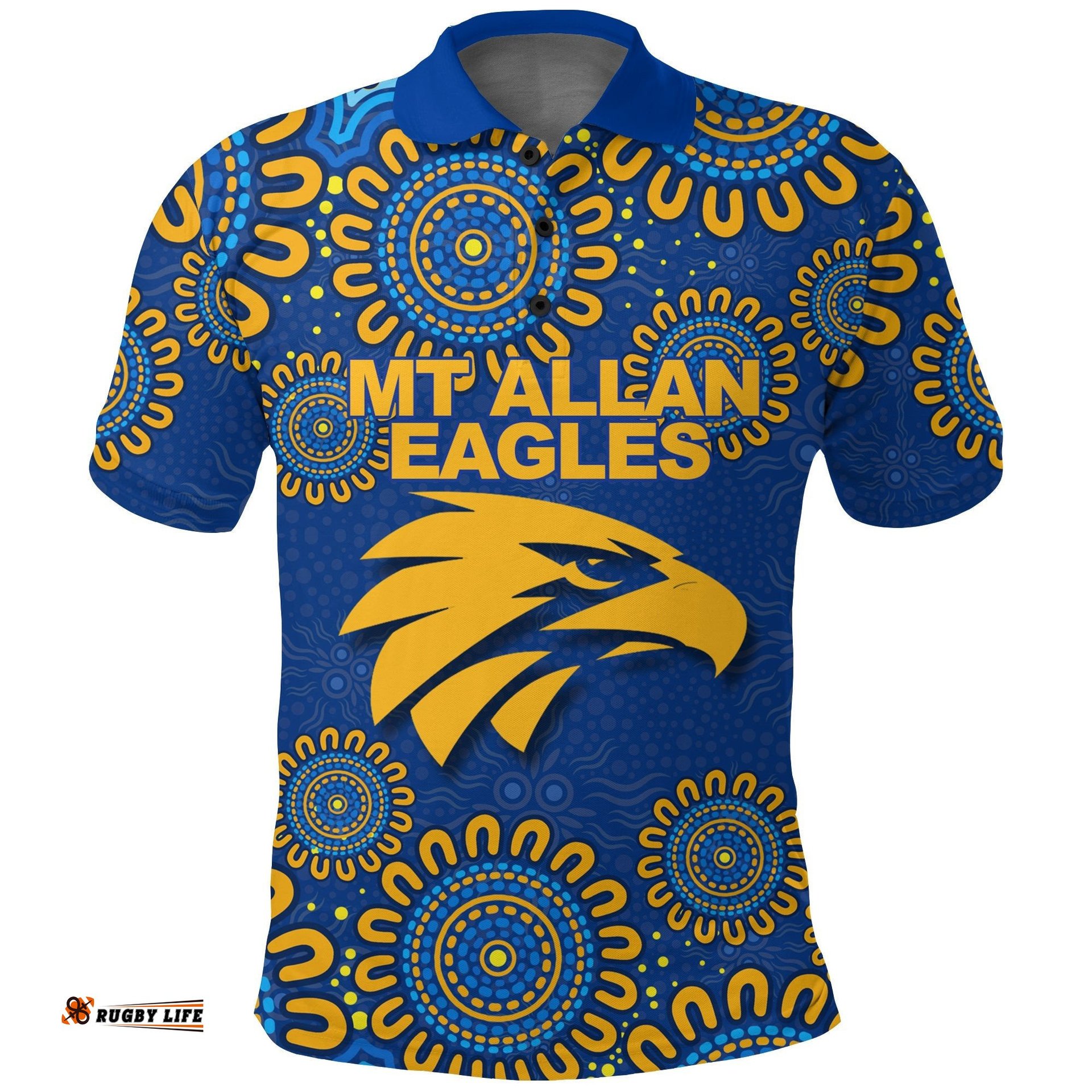 Mt Allan Eagles Aboriginal Dot Painting Polo Shirt -