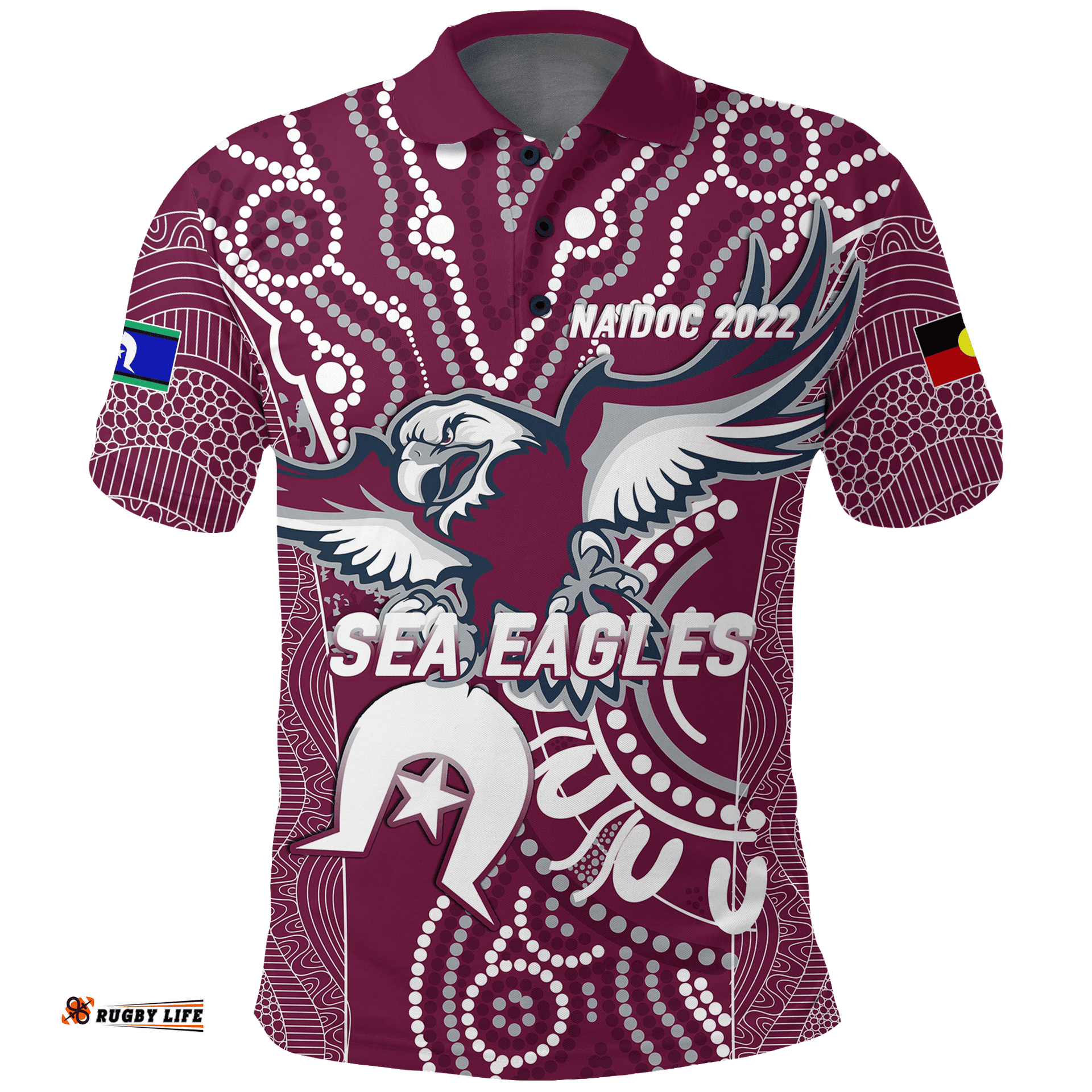 Custom Personalised Sea Eagles Rugby NAIDOC 2022 Aboriginal Polo Shirt -